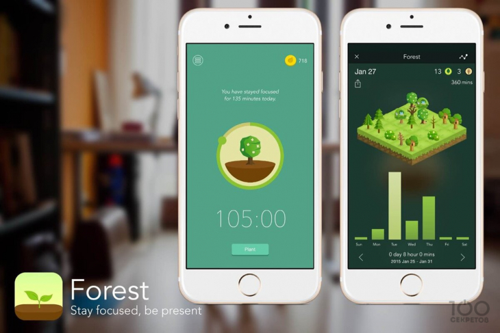 Приложение Forest для контроля экранного времени на телефоне